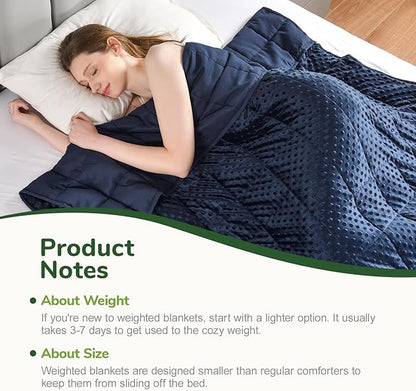 Sivio Weighted Blankets for Adults (20 lbs, 60" x 80", Navy Blue) Soft Minky Heavy Blanket for Sleeping Perfect for 140-220lbs, Queen Size Breathable Cooling Weighted Throw Blanket