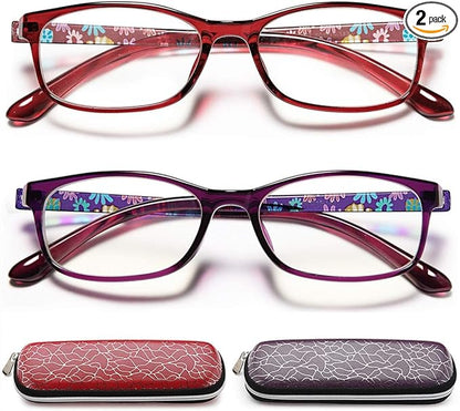 EYEURL Blue Light Blocking Glasses For Womens - 2 Pairs Lightweight Blue Screen Computer Eyeglasses Anti Glare Glasses