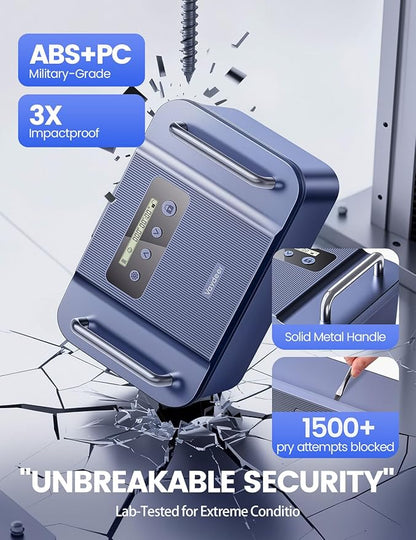 Vaydeer Safe Timed Lock Box with Dual Metal Handles-Phone Lock Box with Timer Unplug from Phone, Video Game, Social Media, Craving,Self-Control Lockable Storage Box for Focus & Self-Control(Dark Blue)