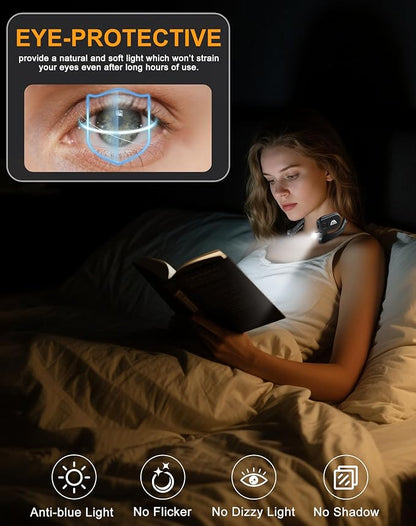 Minsk Neck Light, 360° Flexible Neck Reading Light, Eye Caring 3 Color Stepless Dimming Brightness Book Light, Lightweight Book Reading Light, Neck Light for Reading, Book Lovers Gifts