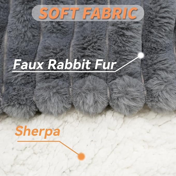 Heated Blanket King 90" x 100" Faux Fur & Sherpa Electric Blanket King Size with 10 Heating Levels & 1-12 Hours Auto Off, Soft Cozy Heating Blanket Machine Washable, Grey