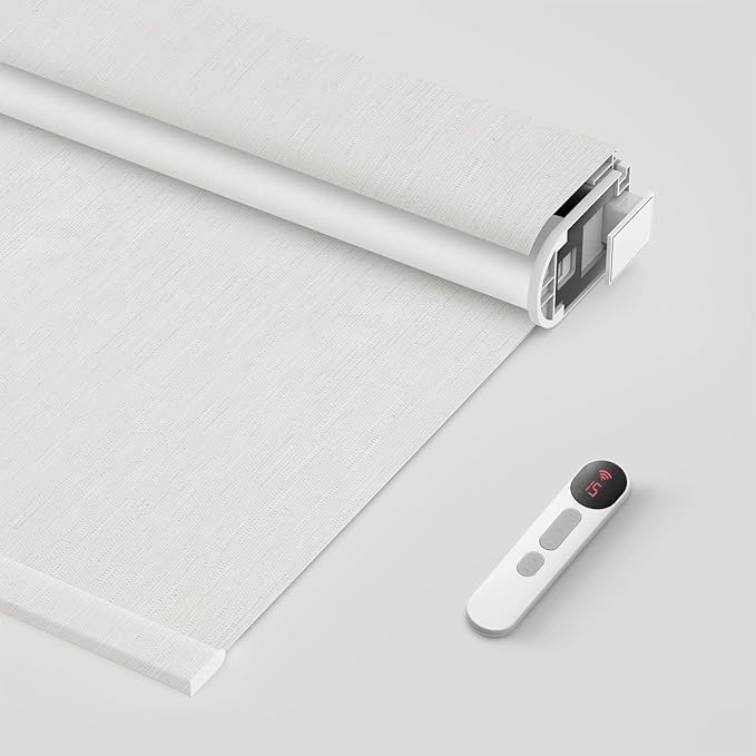 Bringnox No Drill Motorized Blinds with Remote,Blackout Windows,with Apple Homekit,Alexa,Google, with App,Voice Control Custom Size