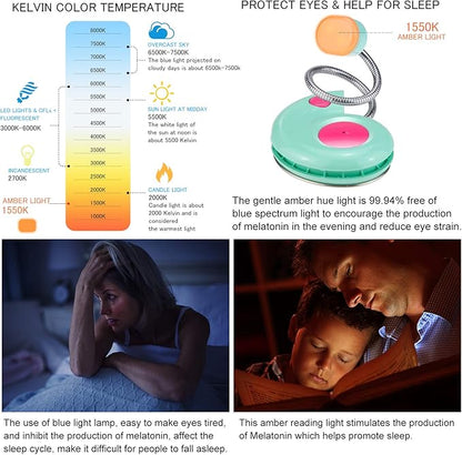 LUXSWAY Rechargeable Reading Book Light for Kids,LED Reading Light for Books in Bed,Amber Book Lights with Clip,Flexible Gooseneck,Cute Bookmark Lights for Bookworms-Blue