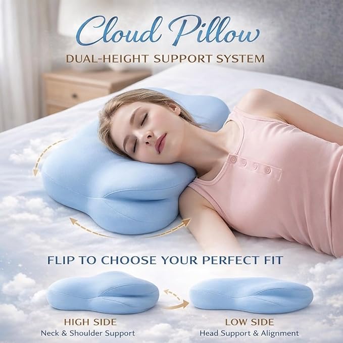 Cloud Pillow - Ergonomic Memory Sleep Cloud Pillow, 2026 New Adjustable Neck Support Pillows with Cooling Breathable Cover for Adults, Back & Stomach Sleepers (Dark Gray)