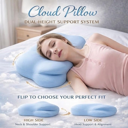 Cloud Pillow - Ergonomic Memory Sleep Cloud Pillow, 2026 New Adjustable Neck Support Pillows with Cooling Breathable Cover for Adults, Back & Stomach Sleepers (Dark Gray)