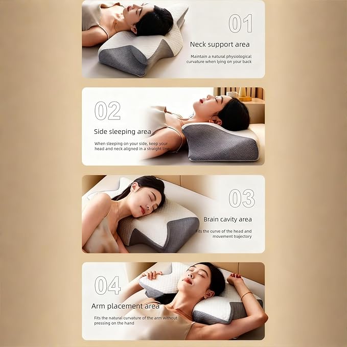 2026 Upgraded Air Way Sleep Apnea Pillow - Premium Memory Foam, Breathable & Not Stuffy, Ergonomic Design for Side/Back/Stomach Sleepers (Gray)