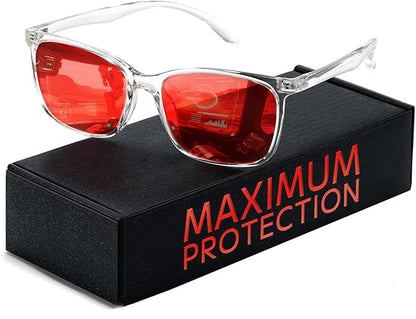 TIJN Blue Light Glasses for Men Women - Red Light Glasses for Computer Gaming - Dual AR Coating Lens - Screen Fatigue & UV Protection