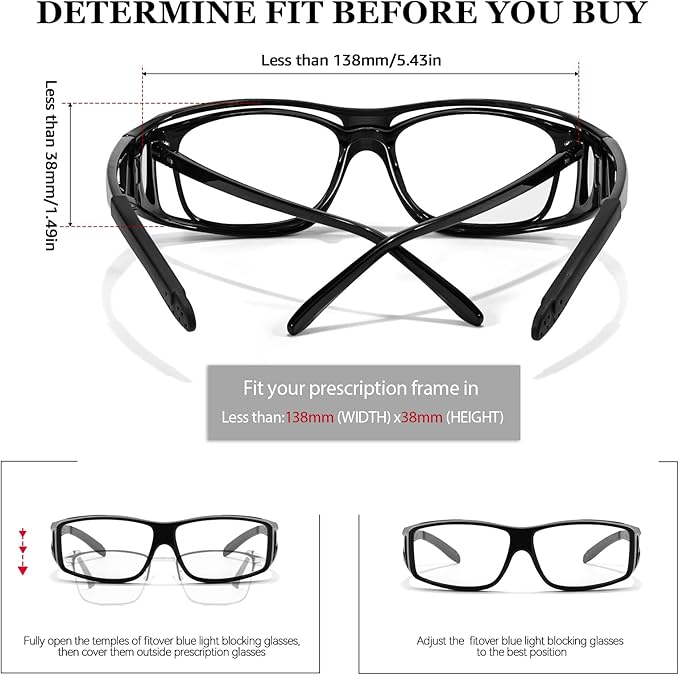 LVIOE Fit Over Blue Light Blocking Glasses and Computer Eyewear- Wear Over Prescription Glasses/Reading Glasses/RX Glasses