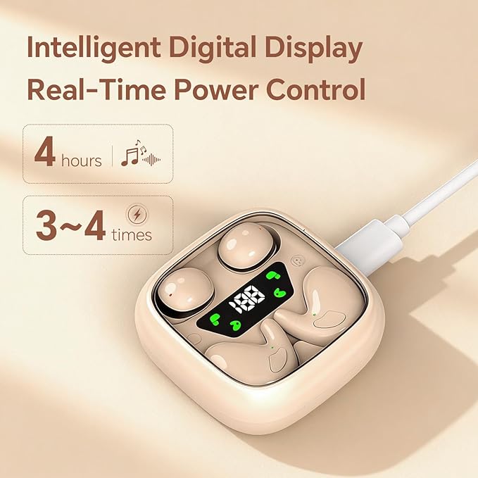 Flat Sleep Mini Invisible Small Tiny Earbuds Wireless Bluetooth Ear Buds for Sleeping Headphones Micro Smallest Discreet Sleep Earbuds Earphones for Side Sleepers, Small Ears Canals Women, Work