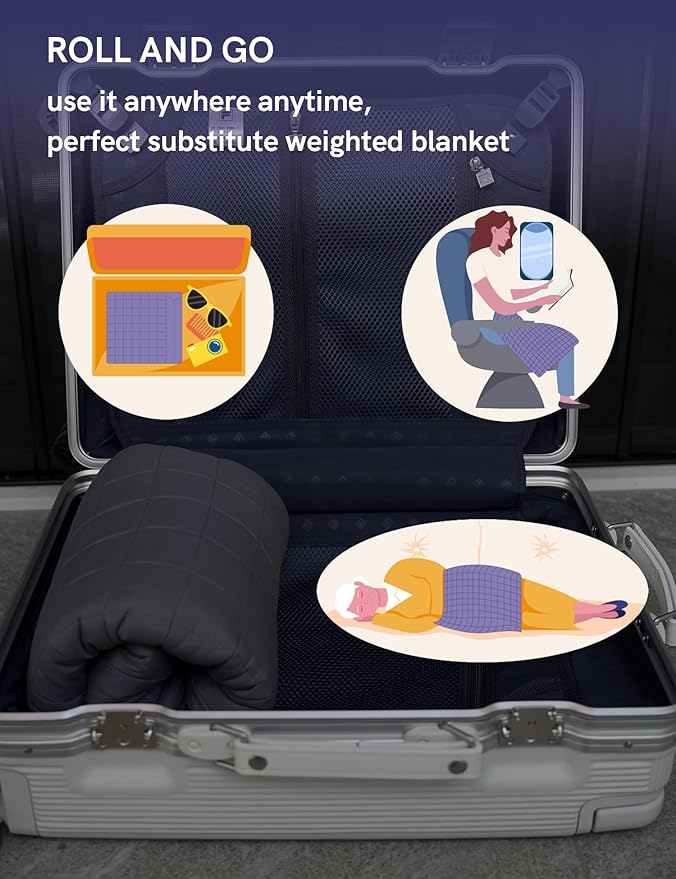 YnM Portable Weighted Lap Blanket for Adults, Perfect for Relaxation, Lounging, Napping, Sleeping & Travel(29x24 Inches, 7 Pounds, Dark Grey)