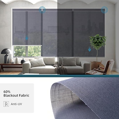Motorized Blinds with Remote,60% Blackout Light Filtering Shades Compatible with Alexa Google Homekit,Remote Control Motorized Shades,Custom Size,Dark Heather Grey