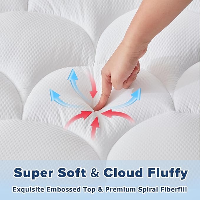 Full Size Mattress Pad for Pain Relief, Quilted Fitted Cooling Mattress Topper for Double Bed, Pillow Top Mattress Protector Cover with 8-21" Deep Pocket (54x75 inch, White)