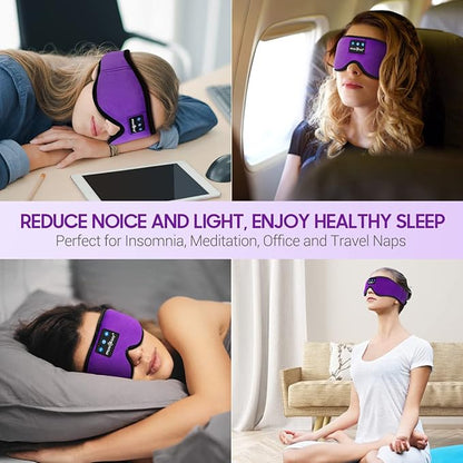 MUSICOZY Sleep Headphones, Bluetooth 5.4 Sleep Mask Headband Headphones Sleeping Eye Mask, Wireless Music Earbuds Earphones with HD Stereo Speakers Cool Gadgets Gifts (Violet)