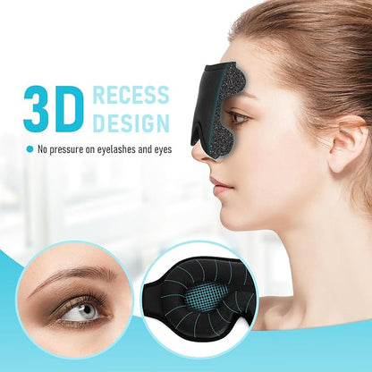 FlyCoco Sleep Mask - Zero Eye Pressure 3D Contoured Cup 99% Black Out Mask, Soft Breathable Lightweight Sleeping Mask with Adjustable Strap, Eye Cover for Yoga Traveling (Black 2pack)