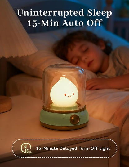Chibi Flame Lamp, Sleep White Noise Machine Night Light,Waterproof Shower Lamp5 White Noise with 4 Level Volume Adjustment, Rechargeable Lamp,Decor,Gift for Girls