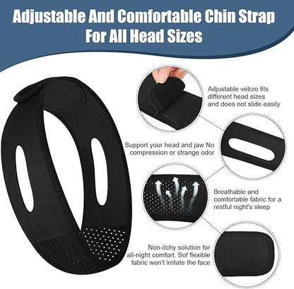 Chin Strap for Sleeping - Anti Snoring Devices - Comfortable Stop Snoring Solution - Adjustable Breathable Sleep Apnea Devices - Simple and Effective Anti Snoring Chin Strap (Black)
