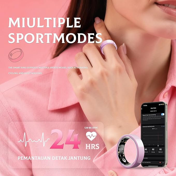 Smart Ring for Women,Ceramic Smart Ring,Calorie Burn, Auto Exercise Recognition,Health Fitness Tracker with Heart Rate Monitor,Sleep Tracking, Step Counter, for iOS & Android (#8)