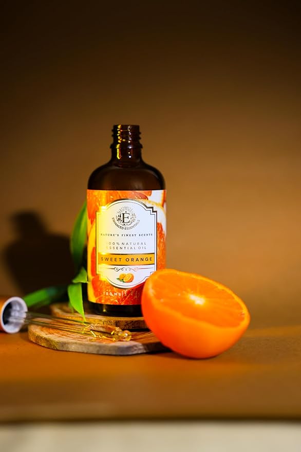 Luxurious Sweet Orange Essential Oil by Enhanced Essentials| Slow Distilled & Pure| for Home Cleaning,Diffusers,Skin & Hair Care,Aromatherapy,Bath,Soap & Candle Making|with Glass Dropper|100 ml