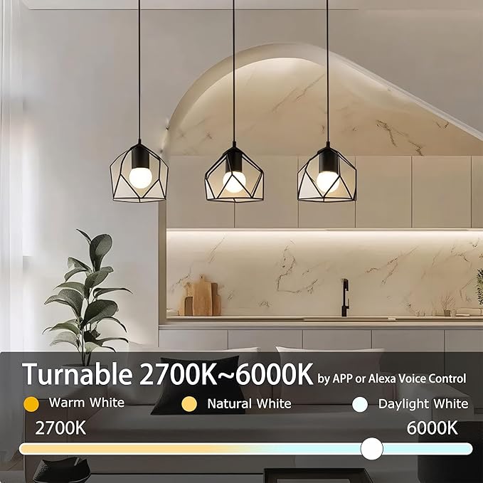 ILC G25 Globe Light Bulbs, App-Controlled Vanity Light Bulbs with Bluetooth Mesh, Color Changing, 1600 Million Colors, 6W, 60W Equivatlent, 600LM, CCT: 2700K-6000K, CRI>95+, E26 Base (6 Pack)