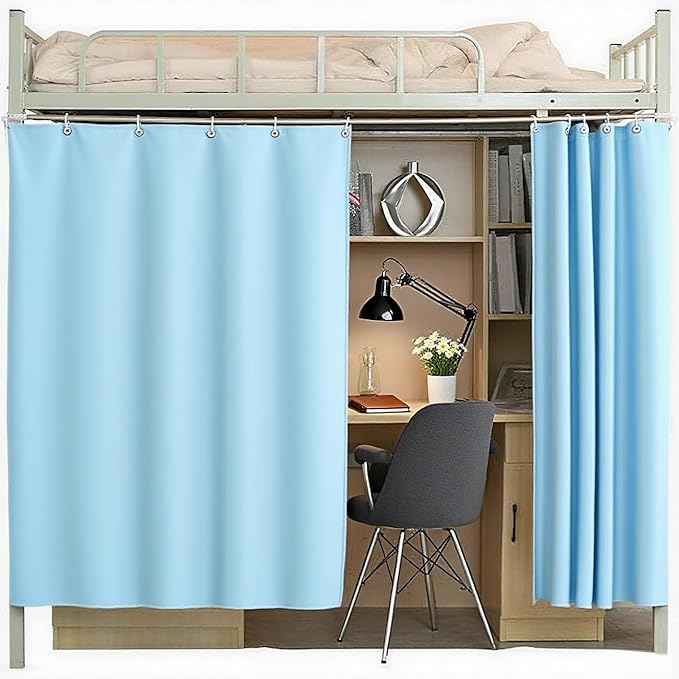 Thickened Bed Curtain Blackout Dorm Sleep Cloth Bed Canopy Bunk Bed Curtains for Bottom Blue 1PC