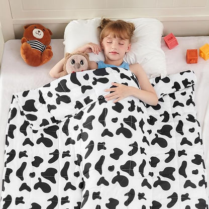 yescool Weighted Blanket 5 Pounds Cooling Weighted Lap Blanket, Cow Print Heavy Blankets, Comfortable Weighted Throw Blanket Gift for 40-60lbs, 36"x48"