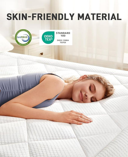 PERLECARE 4 Inch Dual Layer Full Mattress Topper for Pressure Relief, 2.5 Inch Cooling Egg Crate Gel Memory Foam Plus 1.5 Inch Pillow Top Cover, Soft with Deep Pocket
