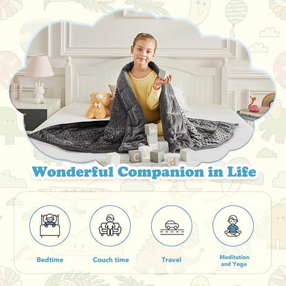 CuteKing Weighted Blanket - Weighted Blanket with Premium Glass Beads - Heavy Blanket Crystal Velvet for Comfort Sleep - Thick Blanket All Season (7lbs, 40"x60", Grey Bubble)