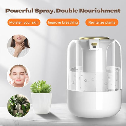 Air Humidifier for Bedroom, 2L Quiet Cool Mist Humidifier for Plants Dorm Room Office Home Car Personal Humidificador with 3 Mist Modes & Night Light