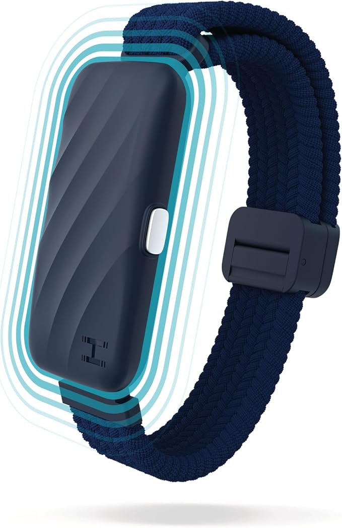 Homedics WakeBand Silent Vibrating Alarm Wristband, Ultra-Light Comfortable Design, 9 Vibration Patterns & 9 Intensities, Up to 6-Day Battery, iOS/Android App, Blue