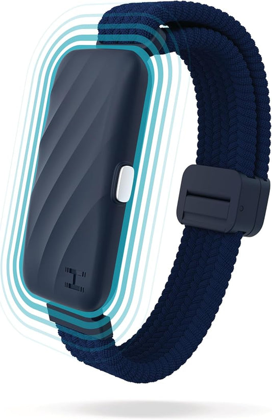 Homedics WakeBand Silent Vibrating Alarm Wristband, Ultra-Light Comfortable Design, 9 Vibration Patterns & 9 Intensities, Up to 6-Day Battery, iOS/Android App, Blue