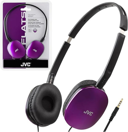 JVC Flats On-Ear Wired Headphones - Flat Foldable Design - 30mm Driver for Powerful Sound - Soft Ear-Pads for Comfort – Steel Headband - Lightweight & Portable - PC/Laptop/Gaming - 3.5mm Slim Plug