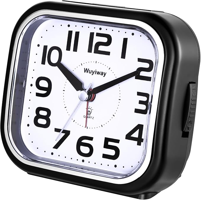 Loud Alarm Clock for Heavy Sleepers,Battery Operated, Big Numbers Readable for Seniors, 4.3 Inches Analog Alarm Clocks for Bedrooms and Home, Snooze, Lighted on Demand, Black