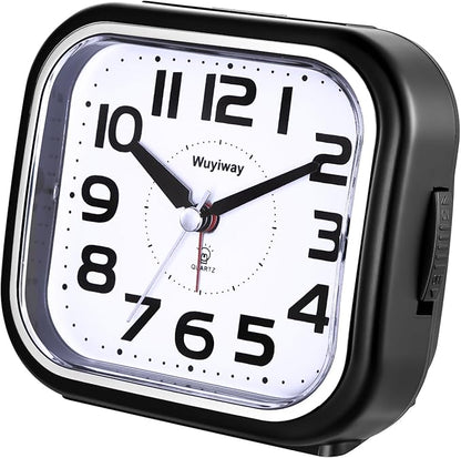 Loud Alarm Clock for Heavy Sleepers,Battery Operated, Big Numbers Readable for Seniors, 4.3 Inches Analog Alarm Clocks for Bedrooms and Home, Snooze, Lighted on Demand, Black