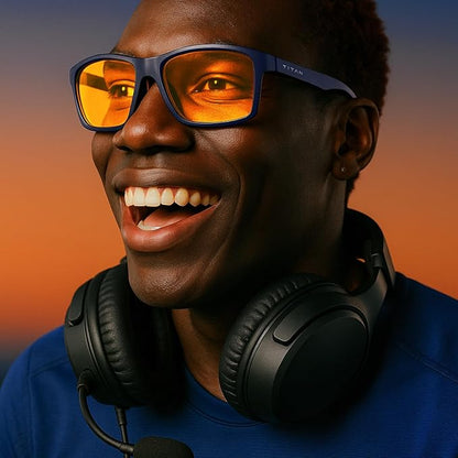 Titan Gaming Glasses, Blue Light Blocking, Night Driving Glasses for Men, Computer Protection Christmas Gift for Gamers