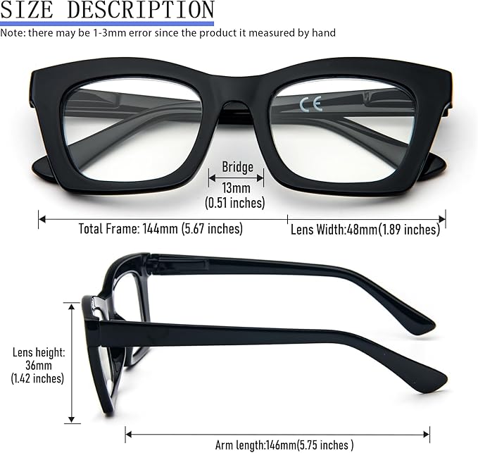 REAVEE Oprah Style Reading Glasses for Women, Blue Light Blocking Stylish Oversized Computer Readers Spring Hinge