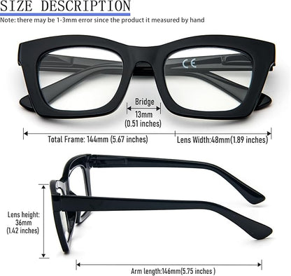REAVEE Oprah Style Reading Glasses for Women, Blue Light Blocking Stylish Oversized Computer Readers Spring Hinge