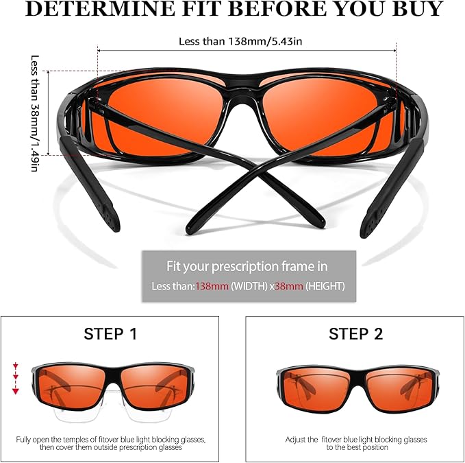 LVIOE Fit Over Blue Light Blocking Glasses and Computer Eyewear- Wear Over Prescription Glasses/Reading Glasses/RX Glasses