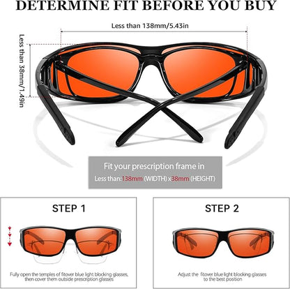 LVIOE Fit Over Blue Light Blocking Glasses and Computer Eyewear- Wear Over Prescription Glasses/Reading Glasses/RX Glasses