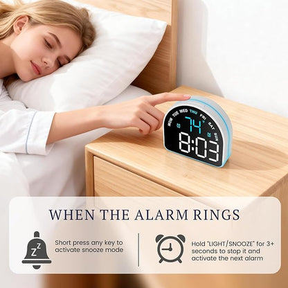 Heavy Sleeper Alarm Clock: Super Loud Alarm & Gentle Wake-Up Light for Adults, Kids, Teens | Digital Display with Time & Temperature | Adjustable Brightness & USB Charger | Compact Clock
