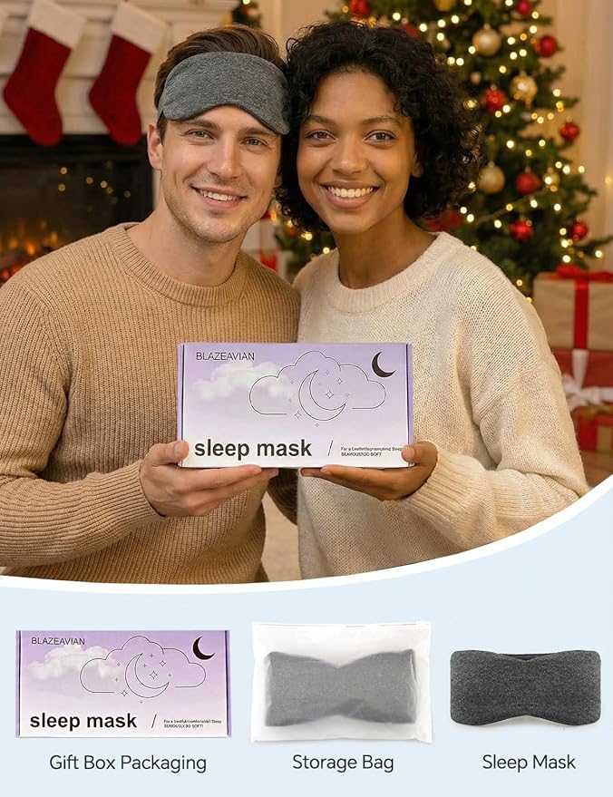 Sleep Mask for Women Men,Soft Zero Pressure Modal Material Eye Mask for Sleeping Blindfold,Blackout Full Eye Covers with Adjustable Velcro Strap for Side Sleeper Night Sleeping, Travel Essentials