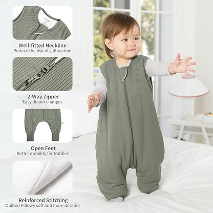 Rayon Made from Bamboo Toddler Sleep Sack with Feet 12-24 Months 1.0 Tog Breathable Sleep Sack 1t-2t Ultra Soft Baby Wearable Blanket with Legs Unisex Sleeping Bag with 2-Way Zipper