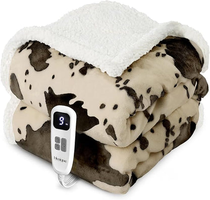 Heated Blanket Throw Blanket - Fast Heating Electric Blanket, Soft Flannel Heated Throw with 4 Time Settings,10 Heating Settings, Warm Gifts for Women & Mom & Grandma(50"x60" Light Brown)
