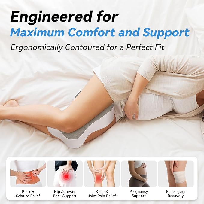 Knee Pillow for Side Sleepers,Leg Pillows for Sciatica,Knees,Hips,Joints Between Legs,Back Pain Relief When Side Sleeping Spine Alignment Support for Knee Surgery Recovery