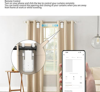 Yoidesu Automatic Curtain Opener, Bluetooth Remote Control Smart Curtain with WiFi App Timer, Upgraded High Performance Motor, Voice Control for T Track U Track Roman Rod