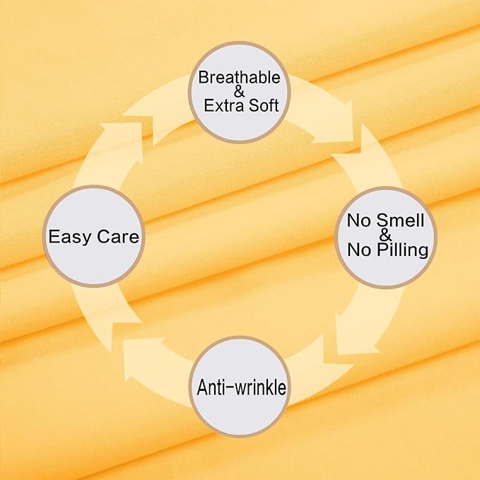 Best Season 1800 Thread Count Microfiber Fade Resistant Bed Sheet Set, 4 Piece, Full, Yellow