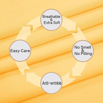 Best Season 1800 Thread Count Microfiber Fade Resistant Bed Sheet Set, 4 Piece, Full, Yellow