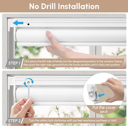 Kincmo No Drill Motorized Blinds with Remote, 100% Blackout Roller Shades for Windows, Custom Electric Blinds Compatible with Alexa, Apple Homekit, Google Home (100% Blackout Linen Caramel)