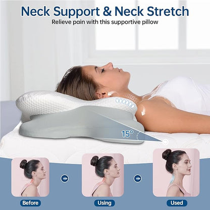Cervical Neck Pillow for Sleeping, Ergonomic Side Sleeper Pillow for Neck Support, Premium Memory Foam Pillows, Contour Pillow Orthopedic Pillow for Side Back Stomach Sleepers