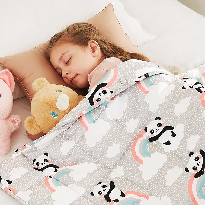 CuteKing Weighted Blanket (5lbs,36"x 48", HappyPanda) Heavy Blanket for 40-60lbs, Weighted Blanket for Cooling & Heating with Premium Glass Beads, Soft Thick Blanket All-Season