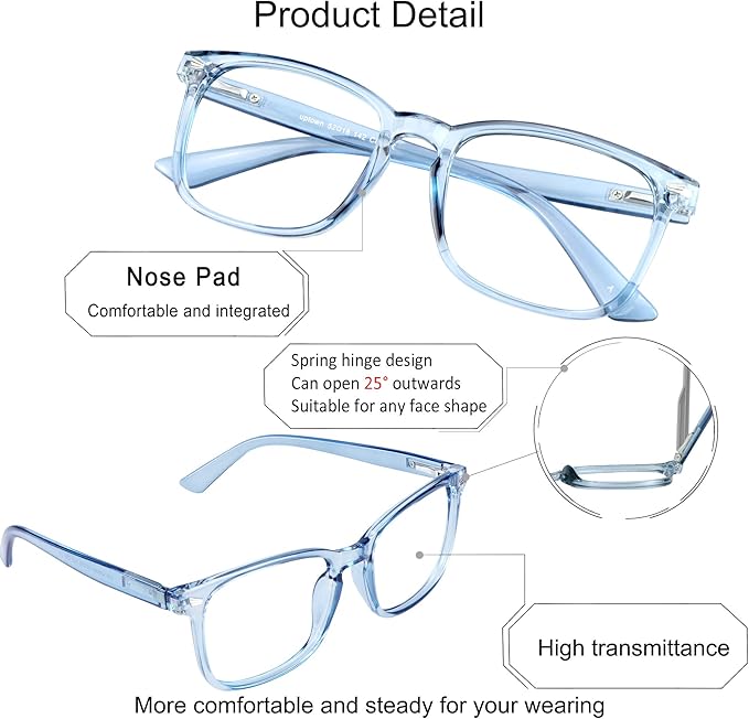 YEIN Progressive Multifocus Reading Glasses, Spring Hinge Blue Light Blocking Glasses for Women Men, No Line Multifocal Readers with Clear Lenses (+1.00/+4.00 magnification)